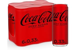 ‎COCA-COLA ZERO Coca-Cola Zero Sugar - koffeinhaltiges Erfrischungsgetränk mit originalem Coca-Cola Geschmack - null Zucker und ohne Kalorien - in stylischen Dosen (6 x 330 ml)