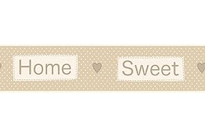 FINE DECOR BHF FDB50049 Ceramica Home Sweet Home Kitchen and Bathroom Self Adhesive Border - Beige