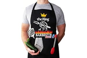 WGIJXA Delantal Cocina Barbacoa Hombre Personalizado, Delantal Barbacoa Hombre Divertido Negro Profesional, Mandiles de Cocina gracioso 2 Bolsillo