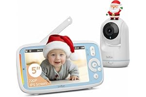 ‎BOIFUN Boifun Babyphone mit Kamera, 5" IPS Video Babyfon ohne WLAN, PTZ 360 Grad Nachtsicht, Geräusch-/Temperaturerkennung, Plug & Play, 300m Hohe Reichweite, 3050mAh Akku, Zwei-Wege Audio, Wiegenlieder