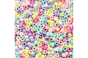 HUASUN Cuentas Pony 600pcs 9mm Cuentas Abalorios de Colores Abalorios Acrílico Granos de Espaciador, para Manualidades Bricolaje, Collar Joyas