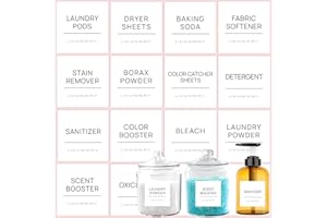 KSIWRE Laundry Labels for Jars,16 PCS Minimalist Laundry Room Labels,Removable Waterproof Laundry Stickers for Containers,Laundry Room Organization and Storage,with 2 Blank Labels (White)