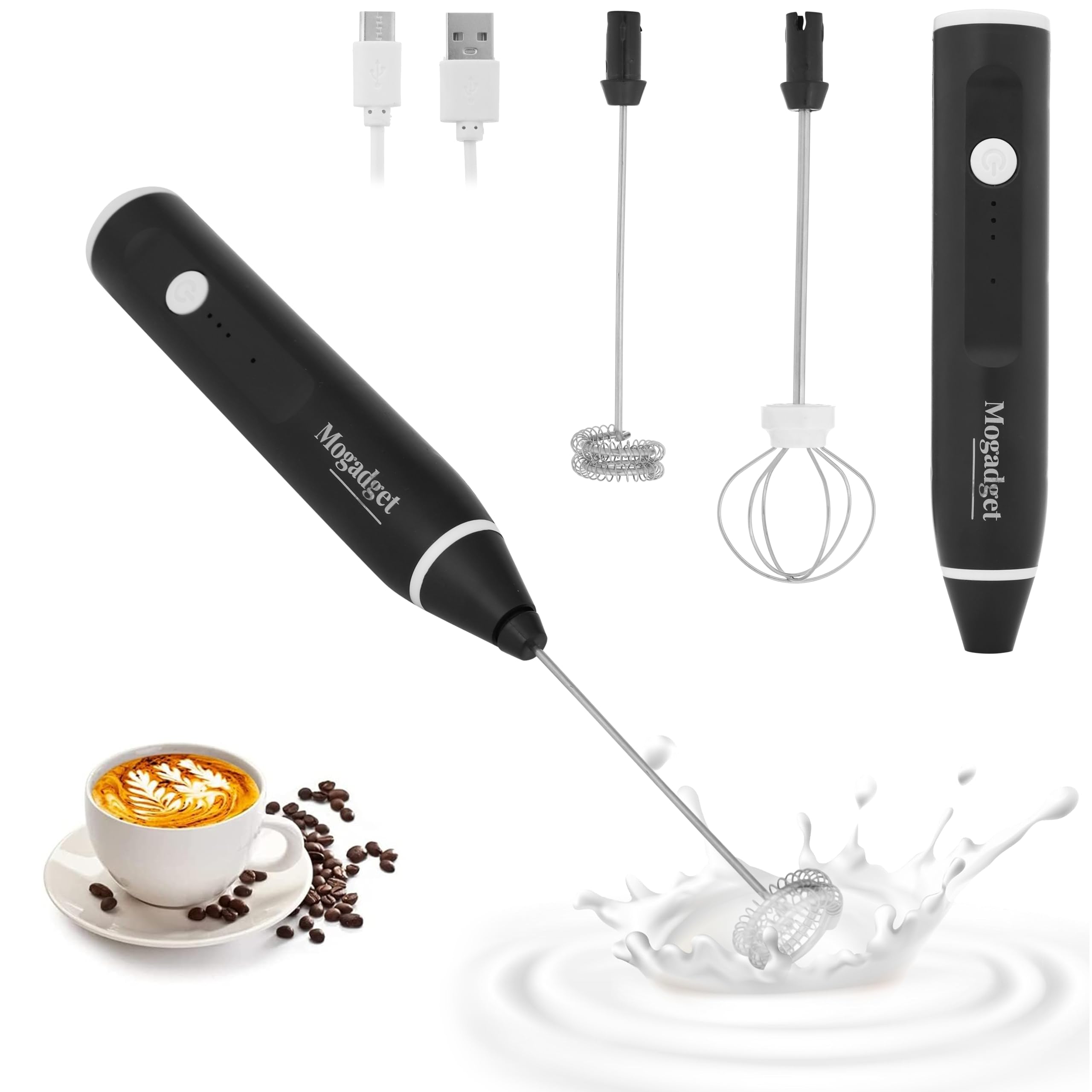 Mogadget Milk Frother Handheld Coffee Frother Blender-USB Rechargeable Electric Coffee Beater for Cappuccino-Whisker Electric