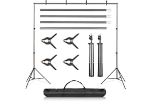 ColdShine Backdrop Stand Kit 2 * 3m(6.5 * 9.8ft) Adjustable Photo Backdrop Stand Photo Video Studio Background Support System with Carrying Bag and 4 Clamps