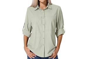 Asfixiado Shirts Damen UV Shirt UPF 50+ Safari Kleidung Wanderbluse Damen Hemdbluse Outdoor Atmungsaktiv Quick Dry Sonnenschutz Langarmshirt Bluse