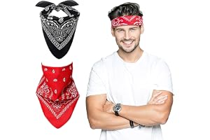 BISMAADH Paisley Bandanas, Pirate Head Scarf, Hair Bandanas for Men & Women, Multifunction Cotton Headscarf Cowboy Accessories Headband for Party, (unisex)