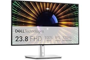 Dell U2424H UltraSharp 24 Inch FHD (1920x1080) Monitor, 120Hz, IPS, 5ms, 98% DCI-P3, 2x USB-C, 2x DisplayPort, HDMI, 3x USB, 3 Year Warranty, Silver