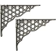 Castelion® Pair of Honeycomb Shelf Brackets - Brass or Cast Iron 6" x 5" (15cm x 12cm) [Cast Iron]