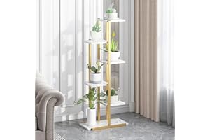 HshDUti Stojak na rośliny, do użytku wewnątrz i na zewnątrz, 6-poziomowy, metalowy uchwyt na doniczki, 106 cm, 41,8, półka na rośliny, narożne uchwyty na kwiaty, do patio, ogrodu, salonu, balkonu,