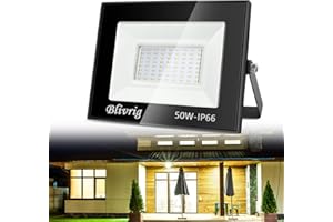‎BLIVRIG LED Strahler Außen 50W, LED Strahler 50W, 5000LM Superhell Außenstrahler LED Fluter IP66 Wasserfest LED Außenleuchte Flutlicht，6000K Kaltes Weiß LED-Strahler für Hinterhof, Garage, Flur, Garten