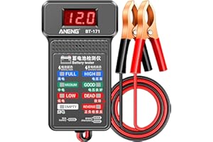 Fadcaer Multifunctional 12V Digital Battery Load Tester with LED Display and LED Indication Automotive Alternator Voltmeter Charging System Analyzer for Trucks Boats Motorcycles Vehicle