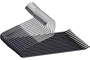 HLC Set de 15 cintres antidérapants pour Pantalons et Jeans 35 cm, Noir