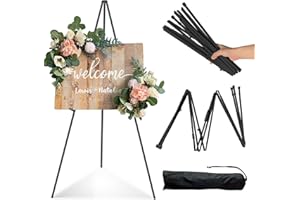 GIGTOOP Chevalet Mariage,Chevalet pour Affiche d'artiste de Mariage Support Chevalet Pliable Chevalet de Présentation Chevalet de Sol Portable Pliable pour Présentations, Affiches, Présentoirs d'art (Noir)
