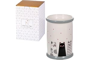 SPOTTED DOG GIFT COMPANY - Porta utensili da cucina - contenitori per utensili con motivo gatti - decorazione per la casa - in ceramica - bianco - 16 x 11 cm