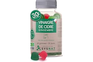 Vinaigre de cidre & Gingembre • 60 Gummies Digestion • Regime • Transit • Glycémie • Cure 1 mois • Emballage compostable français • 3 usines en France • 30 ans d'expertise • Laboratoire SYSNAT