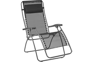 Lafuma Fauteuil Relax, Pliable et réglable, Système lacets, RSXA, Batyline, Couleur: Noir, LFM2034-8551