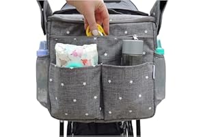 JOIENDY Borsa universale per passeggino, Organizer Pram Bag with Cup Holders, Universale Impermeabile Grande Baby Passeggino Organizer Storage Bag, Buggy Organizer Pram Bag