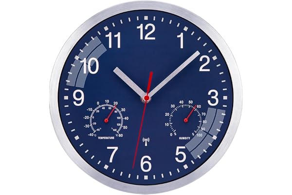 ACCSHINE Funksändarväckarklocka utan tickande ljud tyst 25 cm batterid driven väckarklocka