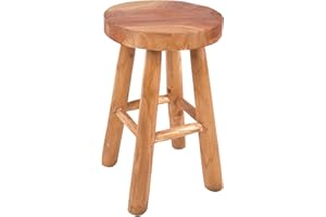 ‎SPETEBO Spetebo Teak Hocker JOLO handgefertigt 29 cm - geölt - Massiver Holzhocker aus Handarbeit - Holz Sitz Hocker Blumen Ständer massiv Natur