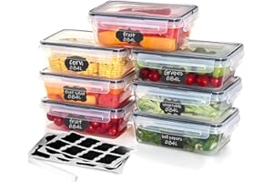 Goldeluxe 7 x 840ml Frischhaltedosen mit Deckel, BPA-frei, luftdicht & stapelbar, Gefrierdosen und Meal Prep Boxen für Essen Box, Gefrierbehälter & Küche