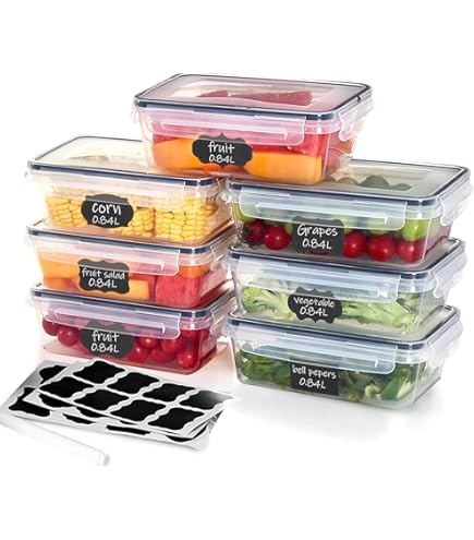 QILZO Confezione da 12 contenitori per alimenti da 800 ml, contenitori per alimenti in plastica, senza BPA, adatto per microonde, lavastoviglie, congelatore, contenitori con coperchio