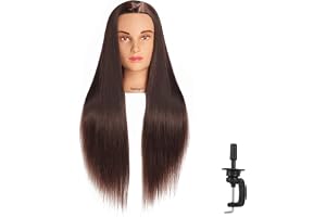 Hairingrid 26"-28" Mannequin Head for Hair Styling Training - Manikin Cosmetology Doll With Synthetic Fiber Hair and Free Clamp Holder