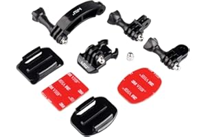 HSU Casco Mount Set Compatibile per GoPro Hero 11/10/9/8/7/6/5/4/3 Rotary Extension Arm Sport Action Camera Accessori Kit Moto Curvo mento Pivot Connettore