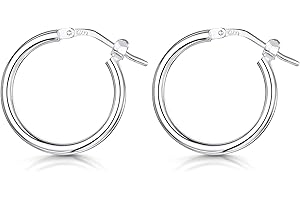 Amberta® Srebro wysokiej próby 925 drobne kółka na zawiasach - okrągłe kolczyki kreolskie śpiące średnica rozmiar: 7 10 15 20 25 35 45 55 mm
