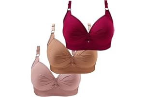 HRJXFPT New 3PCS Non Wired Bras for Women Plus Size Solid Color Three-Breasted Thin Lace Comfortable Breathable Underwear Brater Buckle Female Bra Deep V Neck Vest Bralette Wireless Bras Bigger Bust Sales