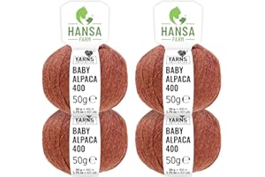 ‎HANSA-FARM HANSA-FARM | 100% Baby Alpakawolle in 50+ Farben (kratzfrei) - 200g Set (4 x 50g) - weiche Alpaka Wolle zum Stricken & Häkeln in 6 Garnstärken by Hansa-Farm - Herbstlaub Heather (Rot-Braun)