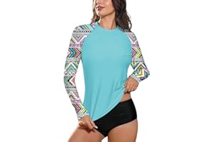 BesserBay Damen Surf Shirt Bademode Rash Guard UV Shirts Langarm Schwimmen Tankini UPF 50+ S-XXL