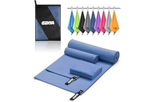 GZXYA Lot de 3 serviettes en microfibre (180 x 60 cm et 2 petites serviettes de 80 x 40 cm) - Serviettes en microfibre à séchage rapide pour fitness et sport (bleu foncé 180 x 60 + 80 x 40 x 2)
