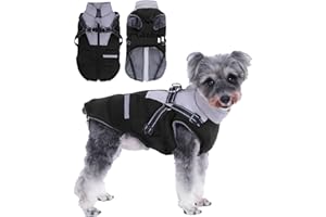 AISUOWA Manteau Chien Hiver Imperméable - Manteau pour Chiens Petits, Moyens et Grands avec Harnais - Durable et Lavable en Machine