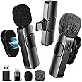 BYbrutek Upgraded 3-in-1 Wireless Lavalier Microphone with an Adjustable Collar Clip and Adapter - for iPhone/Android/Computer - Mini Mic for Video Recording/Podcasts, Built-in Noise-Canceling Chip