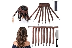 GLAITC Bigodini Senza Calore per Capelli Lunghi Arricciacapelli Pigro Regolabile Bigodini Senza Calore Fascia Dormire Durante la Notte Bigodino per Capelli Ondulato per Donne e Ragazze(con pettini) (Marrone)