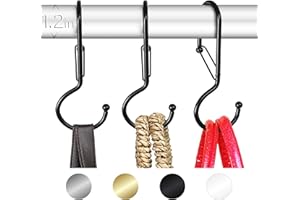Blau Marité 6 Purse Hanger for Closet. Tote Hanger. S-Shaped Hooks S Hooks Twist Design. Anti Drop S-Shaped Hook for Hanging Handbags with Safety Buckle to Prevent Falls. Heavy Duty. (Black, Twisted)