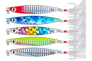 WUWYOUWL WYMAODAN Set di esche da pesca, 5 pezzi di esche da pesca in metallo con paillettes con esca dura per strumento di esca per lago di mare per la pesca di trote d'acqua dolce d'acqua salata (30)