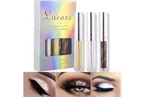 ‎LUCOSS Lucoss 3Pcs Liquid Eyeshadow Set Glitzer Lidschatten Makeup Langlebige Shiny Glitter Wasserdicht Schimmer und Glanz Lidschatten-Aufkleber Metallic-Pigmente (101+103+107)