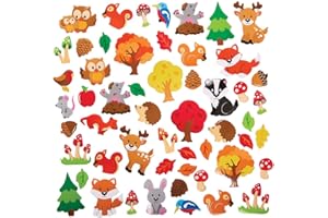 Baker Ross FX119 Adesivi di Gommapiuma Animali del Bosco - Confezione da 100, Adesivi per Bambini