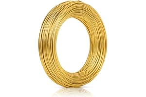 Fil de bricolage Yoosso, doré, 50 m x 1 mm, pour travaux manuels, bijoux, fil de liaison, modelage, acier inoxydable, pour la fabrication de bijoux, les travaux manuels