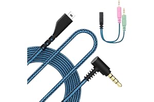 SAIPOMOR Arctis7 Cord Wire Replacement for SteelSeries Arctis 3 Arctis 5 Arctis 7 Gaming Headset, 3.5mm Audio Male Cable Work with PS4, Xbox One, Nintendo Switch, PC -Added Y Mode Exchange PC Audio Cable(Blue)