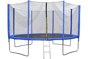 Evre Outdoor Trampoline with Safety Net, Padded Poles and Ladder in Blue or Pink 8 10 12 14 Ft