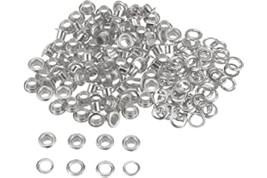 sourcing map 100 Set of Nozzles Kit Metal Eyelets 4 mm Grommet Tool for Shoes Clothing Belt Bag DIY Project Tarpaulin Bag (Silver Tone)