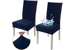 Viste tu hogar Pack 2 Stuhlhusse 45–55 cm, 100% hochwertiges Polyester, wasserdicht, leicht anzubringen und zu reinigen, Design Jacquard, Marineblau
