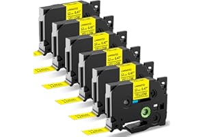 MarkField 6x Compatibile Nastro per etichette Ricambio per Brother P-touch TZ TZe-631 Cassetta 12mm x 8m, Compatibile con PT-H105 H100R H75 H100LB H101C 1000 1005 D200 E110 D400, nero su giallo