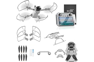 IDYLLIC Hélice Protecteur,6 en 1 Train d'atterrissage,Housse de Protection Drone Rocker,Protecteur D'écran,Propeller Strap,Protections D'hélice de Drone Anti-Collision,Hélices pour DJI Mini 3 Pro Kit