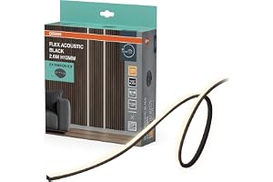 OSRAM Flex Acoustic LED-remsor Svart H13mm Förlängning | Flex Acoustic Black 2.6M, Indoor Wall Lighting, Matt svart, 30000 h, 1-Pack