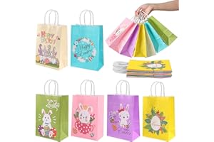 KEELYY Torebki na prezenty wielkanocne, 12 szt. papierowych torebek na prezenty wielkanocne, słodycze, jajka wielkanocne, torebki na prezenty dla dzieci