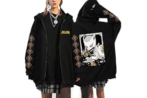 acsewater Unisex JoJo's Bizarre Adventure Hoodie Anime Manga Graphic Print Zip Sweatshirtt Joutarou Kuujou Hoodie Killer Queen Cosplay Sweatshirt