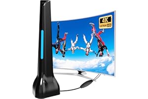 DVBT2 Antenne mit Verstärker Innen,Zimmerantenne für Fernseher Großer Reichweite und 3m Koaxialkabel für lokale 4K und 1080P - Digital HD TV Antenne 4K